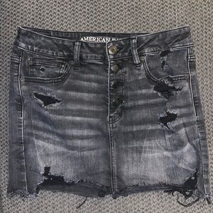 American Eagle button up black denim mini skirt